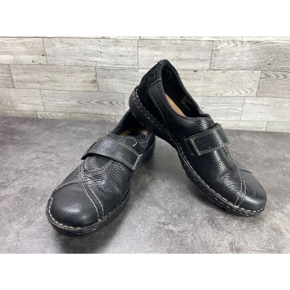 Earth Origins Evelyn Black Leather Loafer Flats Womens 7 M Comfort Slip On Shoes